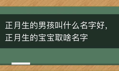 正月生的男孩叫什么名字好，正月生的宝宝取啥名字