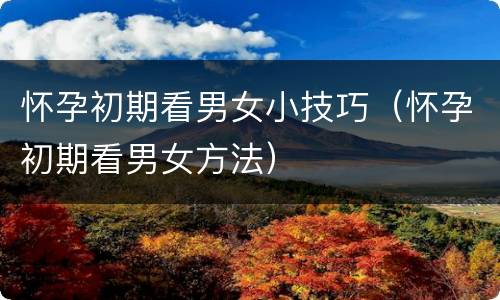 怀孕初期看男女小技巧（怀孕初期看男女方法）
