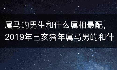 属马的男生和什么属相最配，2019年己亥猪年属马男的和什么属