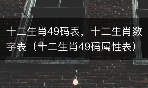 十二生肖49码表，十二生肖数字表（十二生肖49码属性表）