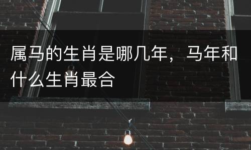 属马的生肖是哪几年，马年和什么生肖最合
