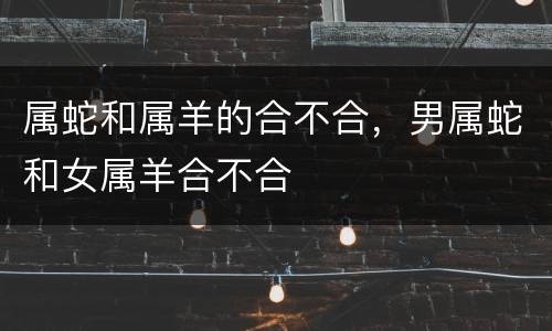属蛇和属羊的合不合，男属蛇和女属羊合不合