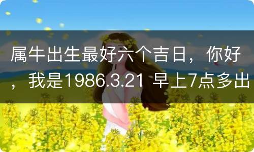 属牛出生最好六个吉日，你好，我是1986.3.21 早上7点多出生的，