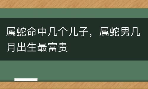 属蛇命中几个儿子，属蛇男几月出生最富贵