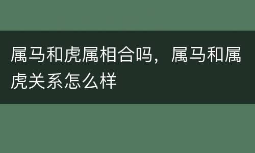 属马和虎属相合吗，属马和属虎关系怎么样