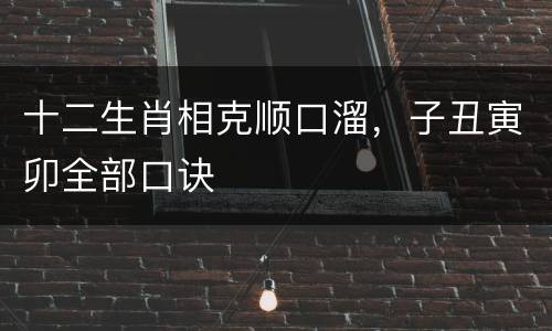 十二生肖相克顺口溜，子丑寅卯全部口诀