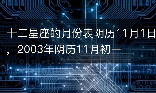 十二星座的月份表阴历11月1日，2003年阴历11月初一