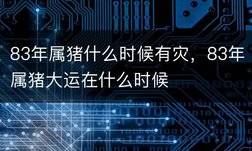 83年属猪什么时候有灾，83年属猪大运在什么时候