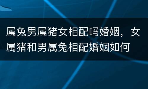 属兔男属猪女相配吗婚姻，女属猪和男属兔相配婚姻如何