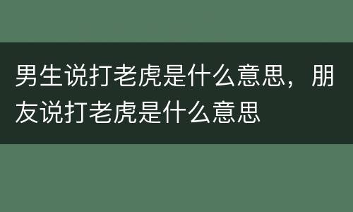 男生说打老虎是什么意思，朋友说打老虎是什么意思