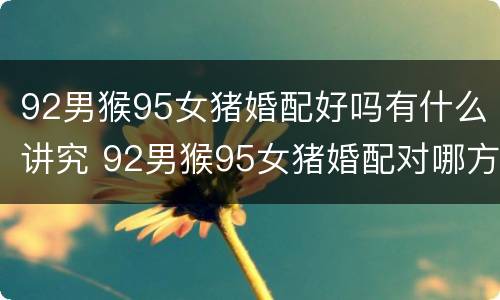 92男猴95女猪婚配好吗有什么讲究 92男猴95女猪婚配对哪方不利