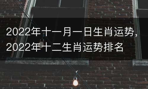 2022年十一月一日生肖运势，2022年十二生肖运势排名