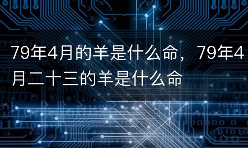 79年4月的羊是什么命，79年4月二十三的羊是什么命