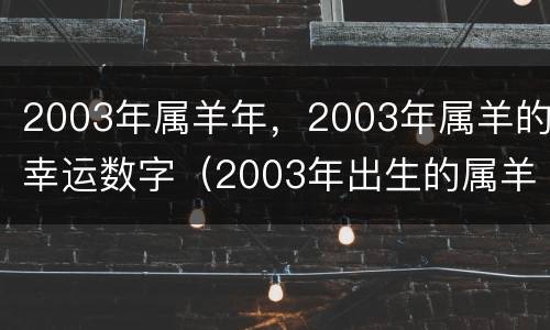 2003年属羊年，2003年属羊的幸运数字（2003年出生的属羊的幸运号是多少）