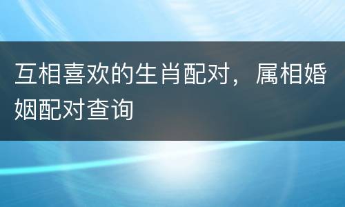 互相喜欢的生肖配对，属相婚姻配对查询