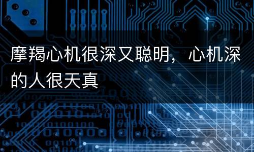 摩羯心机很深又聪明，心机深的人很天真