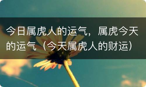 今日属虎人的运气，属虎今天的运气（今天属虎人的财运）