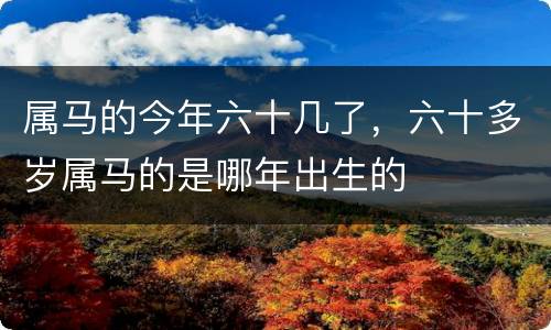 属马的今年六十几了，六十多岁属马的是哪年出生的