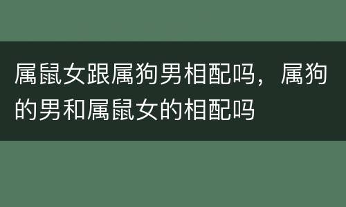 属鼠女跟属狗男相配吗，属狗的男和属鼠女的相配吗
