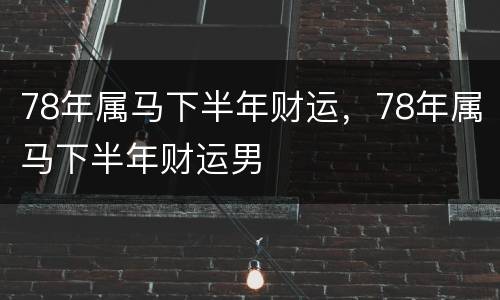 78年属马下半年财运，78年属马下半年财运男
