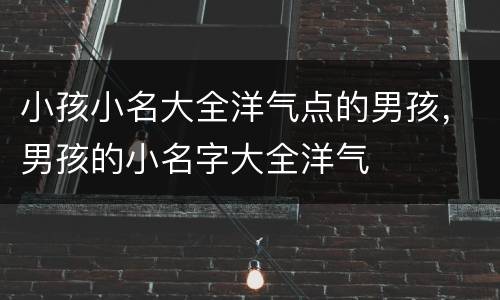 小孩小名大全洋气点的男孩，男孩的小名字大全洋气