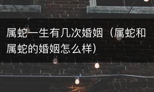 属蛇一生有几次婚姻（属蛇和属蛇的婚姻怎么样）