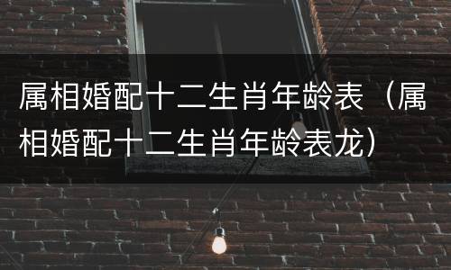 属相婚配十二生肖年龄表（属相婚配十二生肖年龄表龙）
