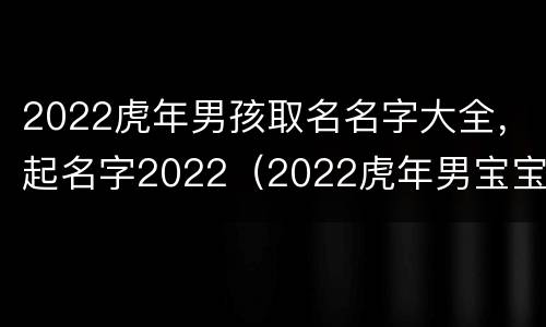 2022虎年男孩取名名字大全，起名字2022（2022虎年男宝宝起名宜用字）