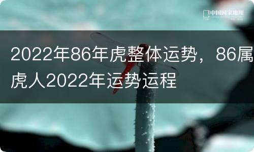 2022年86年虎整体运势，86属虎人2022年运势运程