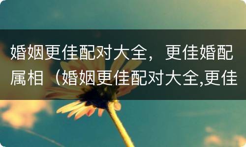 婚姻更佳配对大全，更佳婚配属相（婚姻更佳配对大全,更佳婚配属相是什么）