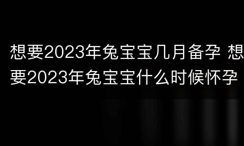 想要2023年兔宝宝几月备孕 想要2023年兔宝宝什么时候怀孕