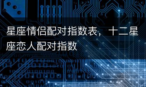星座情侣配对指数表，十二星座恋人配对指数