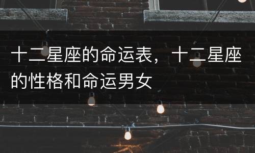 十二星座的命运表，十二星座的性格和命运男女
