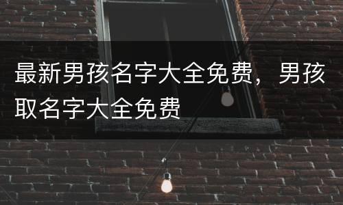 最新男孩名字大全免费，男孩取名字大全免费