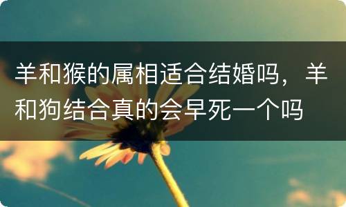 羊和猴的属相适合结婚吗，羊和狗结合真的会早死一个吗
