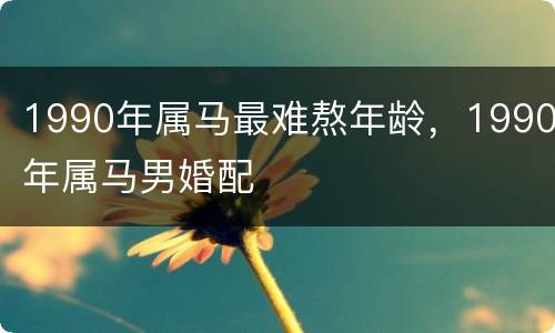 1990年属马最难熬年龄，1990年属马男婚配