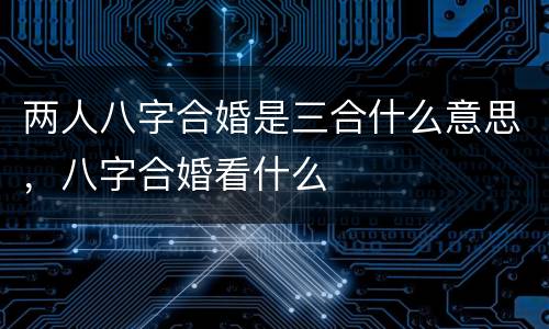 两人八字合婚是三合什么意思，八字合婚看什么