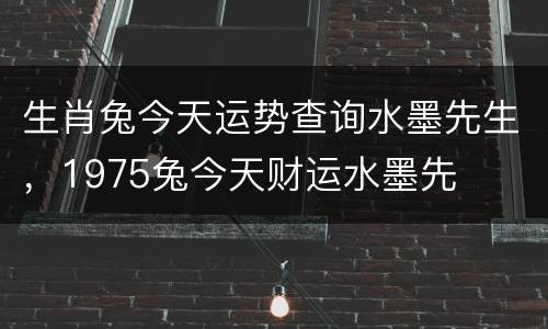 生肖兔今天运势查询水墨先生，1975兔今天财运水墨先
