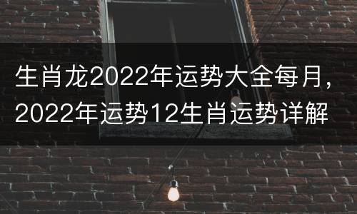 生肖龙2022年运势大全每月，2022年运势12生肖运势详解