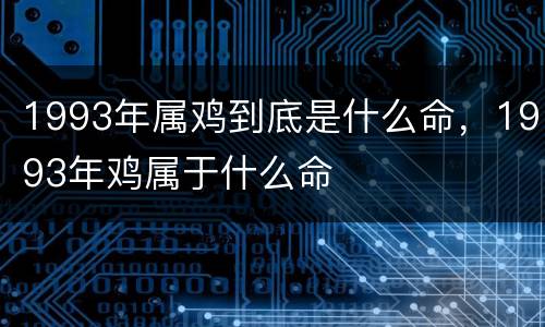 1993年属鸡到底是什么命，1993年鸡属于什么命