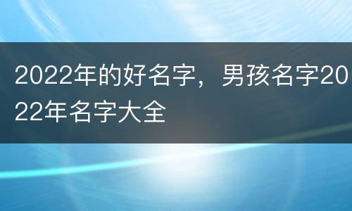 2022年的好名字，男孩名字2022年名字大全