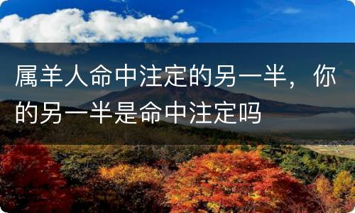 属羊人命中注定的另一半，你的另一半是命中注定吗