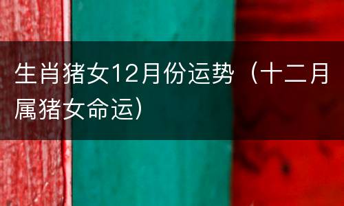 生肖猪女12月份运势（十二月属猪女命运）