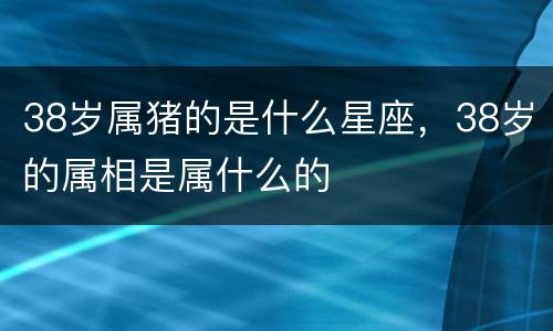 38岁属猪的是什么星座，38岁的属相是属什么的