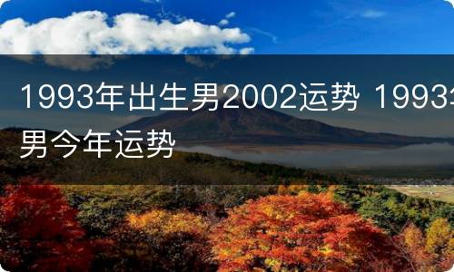 1993年出生男2002运势 1993年男今年运势