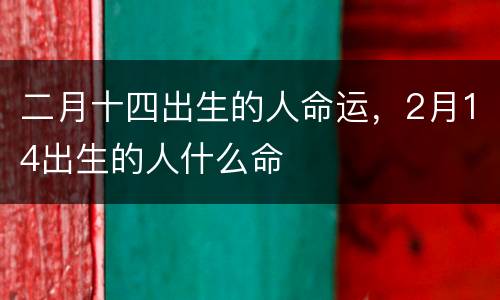 二月十四出生的人命运，2月14出生的人什么命