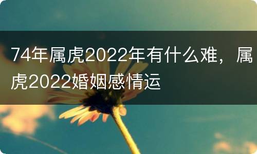 74年属虎2022年有什么难，属虎2022婚姻感情运