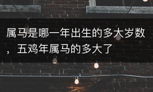 属马是哪一年出生的多大岁数，五鸡年属马的多大了