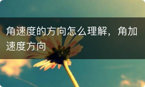 角速度的方向怎么理解，角加速度方向