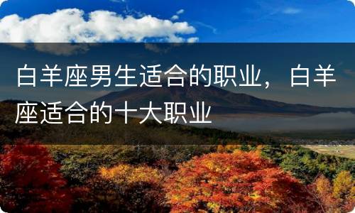 白羊座男生适合的职业，白羊座适合的十大职业